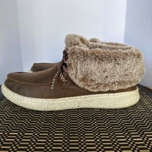 BOBS Skechers Skipper Hang Glider Brown Booties With Faux Fur Women Size 8